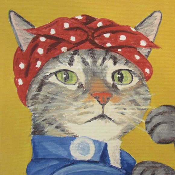 Carol Lew 'Rosie the Feline' Canvas Art Print 14"x11"x2.5" - Picture 2 of 14